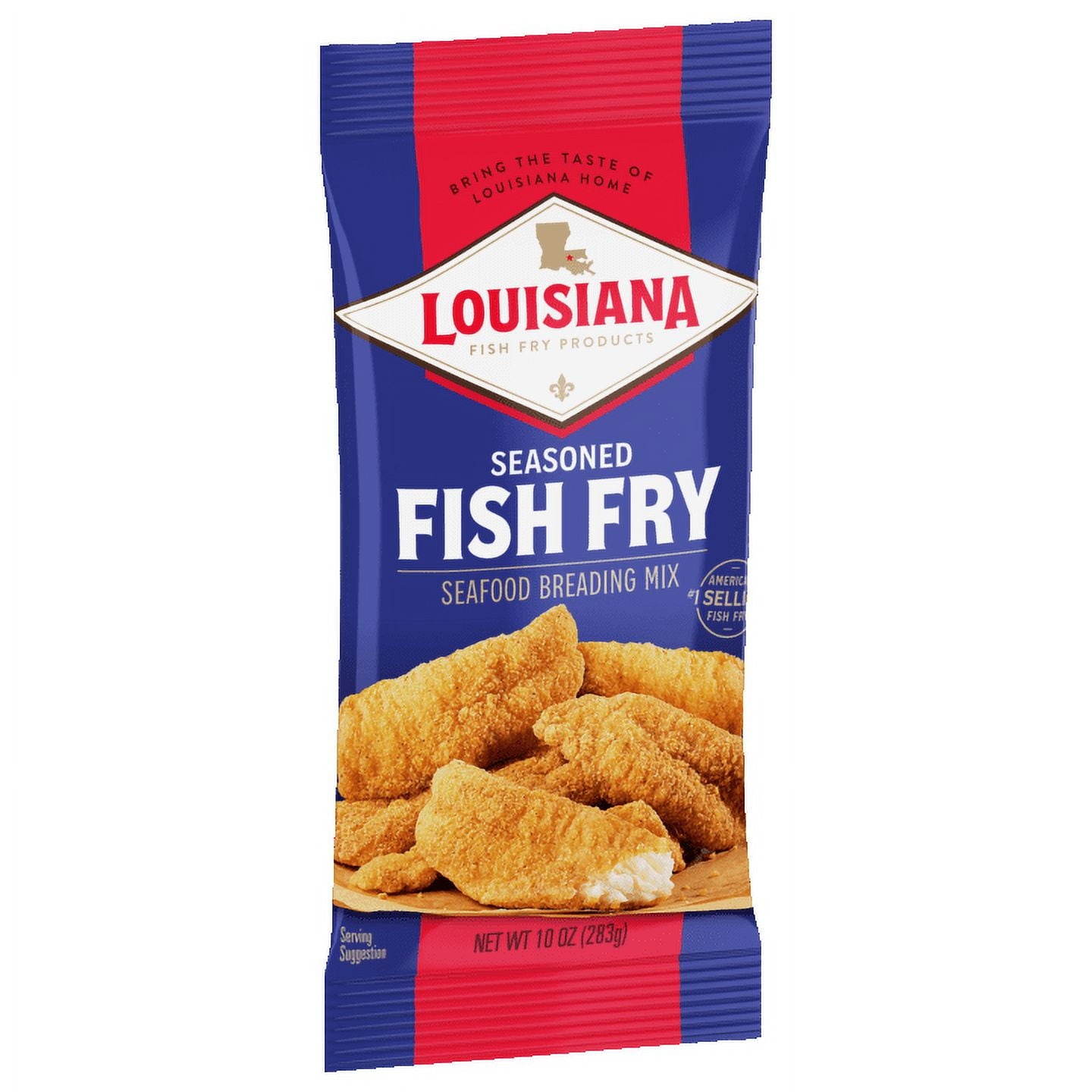 Louisiana Fish Fry Products Crispy Seasoned Fish Fry Seafood Breading Mix, 10 oz Bag, 4 Packs