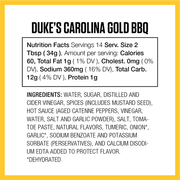 Duke's Southern Sauces - 17 oz, Carolina Gold BBQ