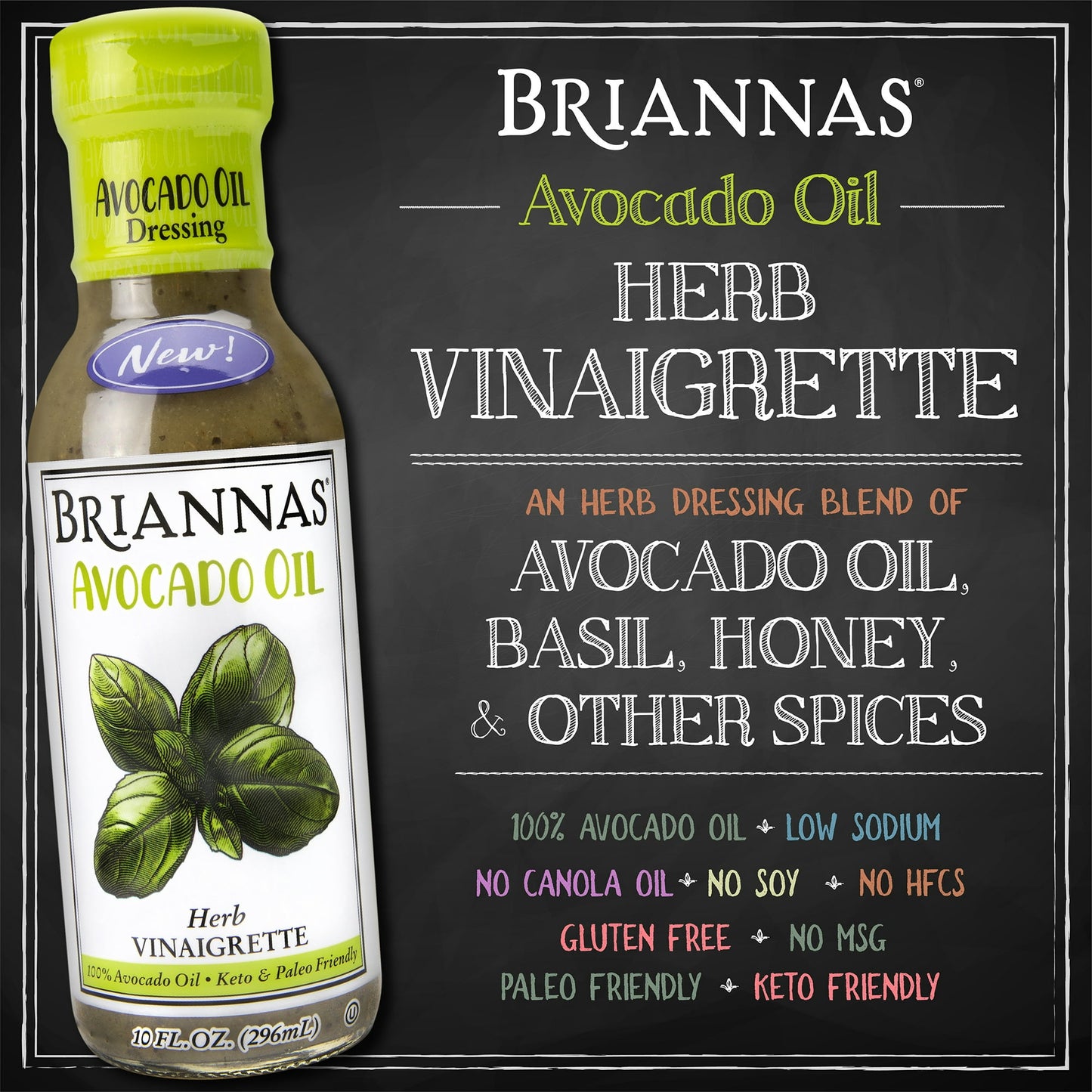 BRIANNAS Avocado Oil Herb Vinaigrette, 10 fl oz (Pack of 2)