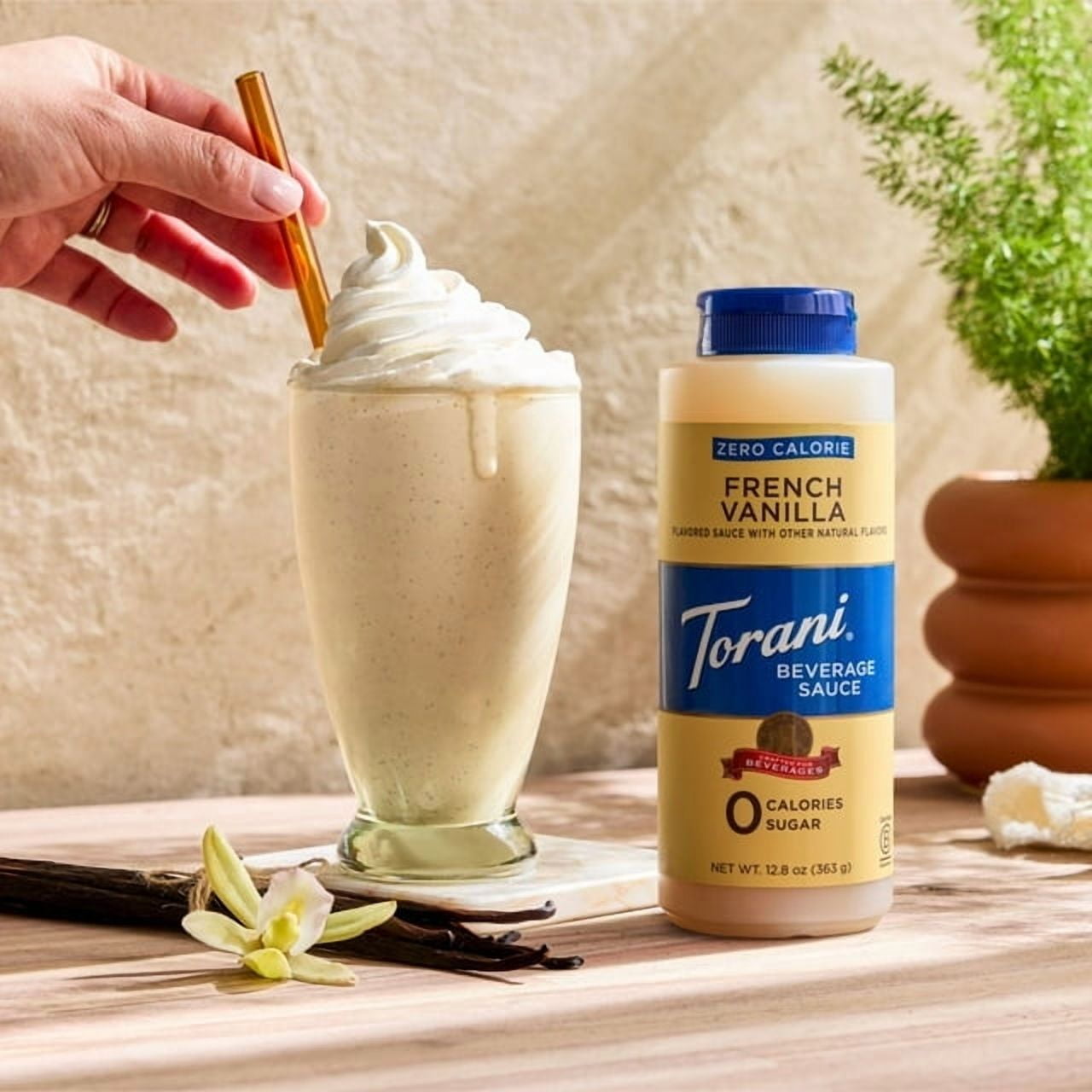 Torani Zero Calorie Beverage Sauce Bundle – French Vanilla & Chocolate (12.8 fl oz each) (Pack of 2)