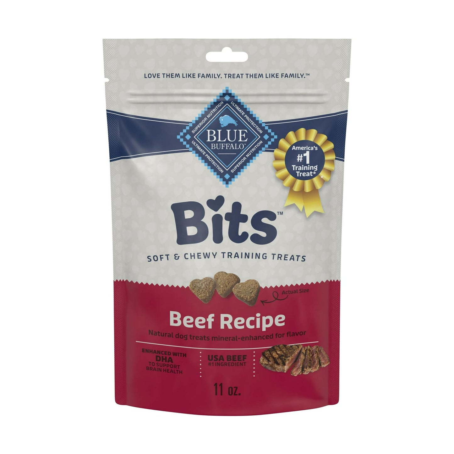 Blue Buffalo Bits Soft Dog Treats for Training, Enhanced with DHA, 11-oz. Bag, Pack of 2
