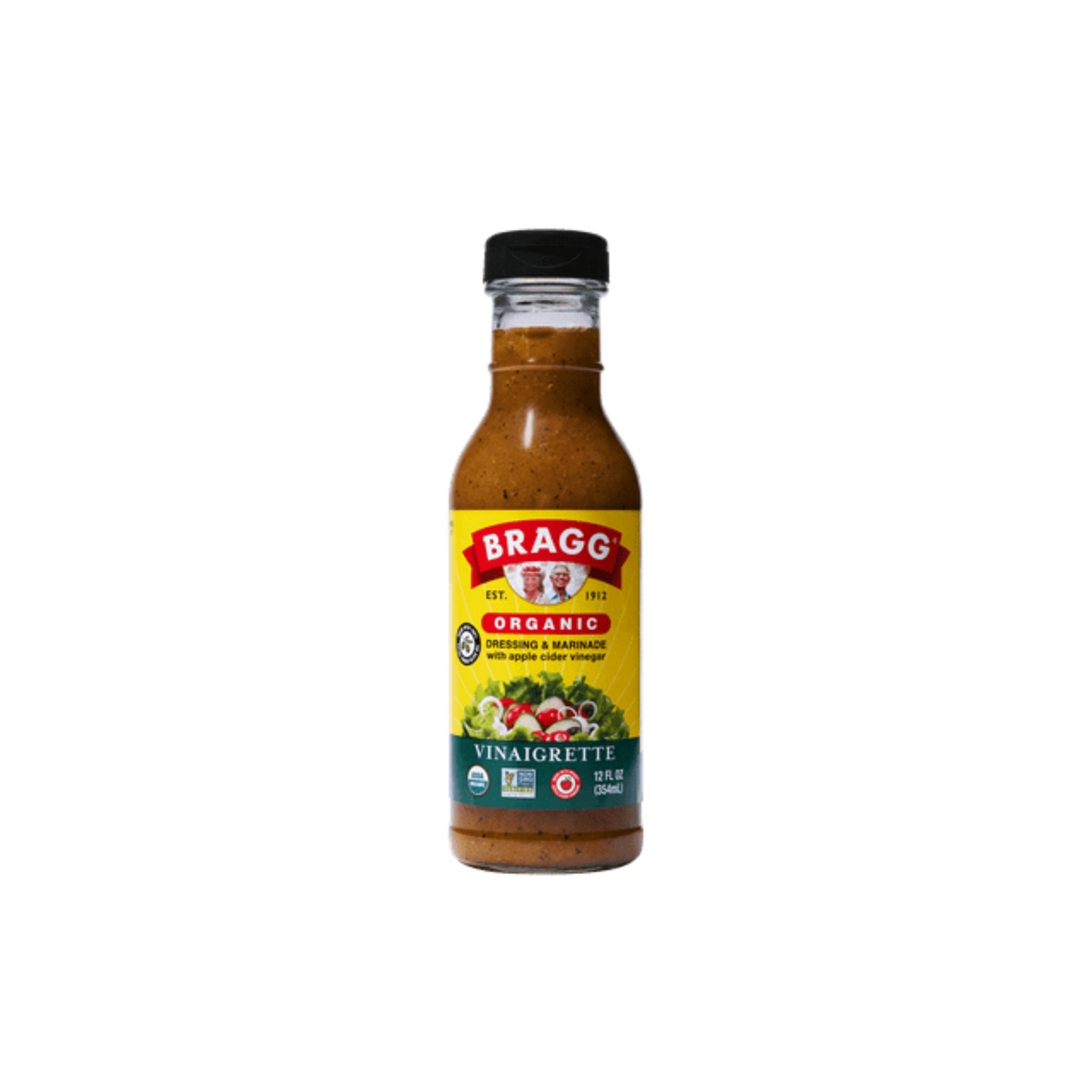 Bragg Organic Vinaigrette Salad Dressing and Marinade with Apple Cider Vinegar, 12 fl oz Bottle, Pack of 4