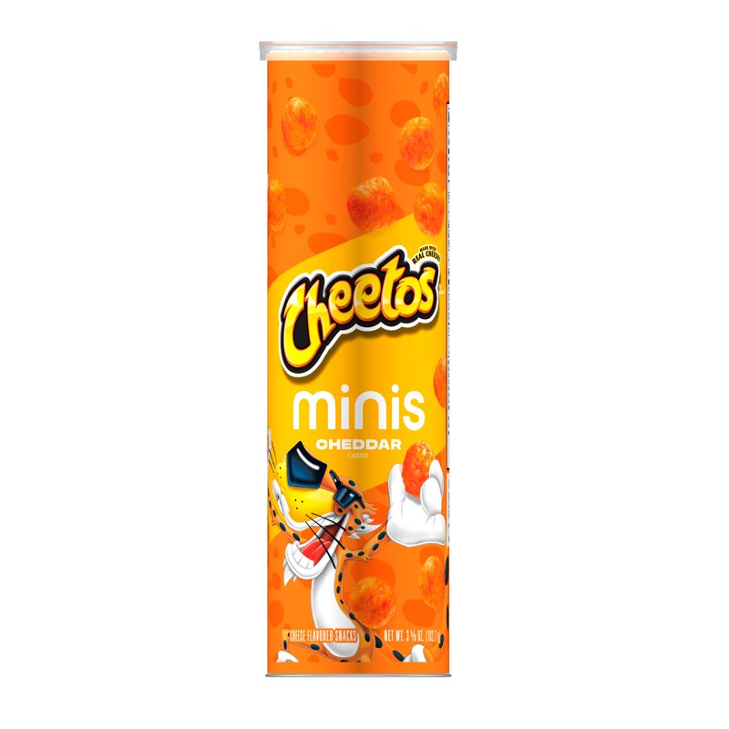 Cheetos Minis Cheddar Flavored Snack Chips, 3.625 oz, Canister, Pack of 3