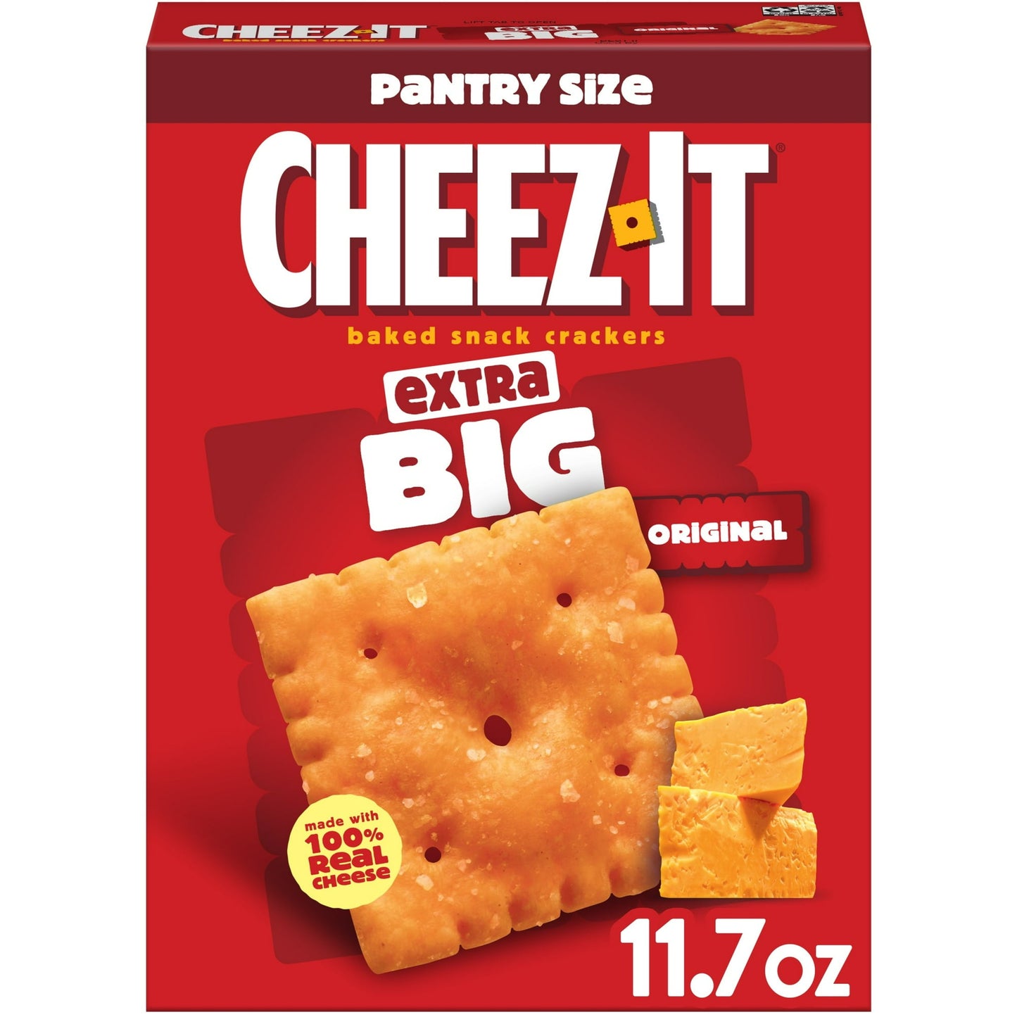Cheez-It Extra Big Cheese Crackers, Baked Snack Crackers, 11.7 oz, Pack of 4