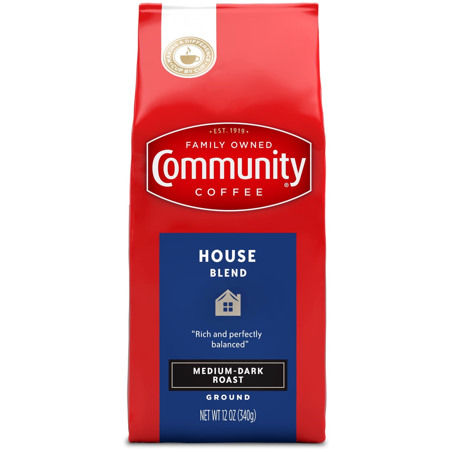 Community® Coffee House Blend Medium-Dark Roast Ground Coffee 12 oz. Bag, Pack 4