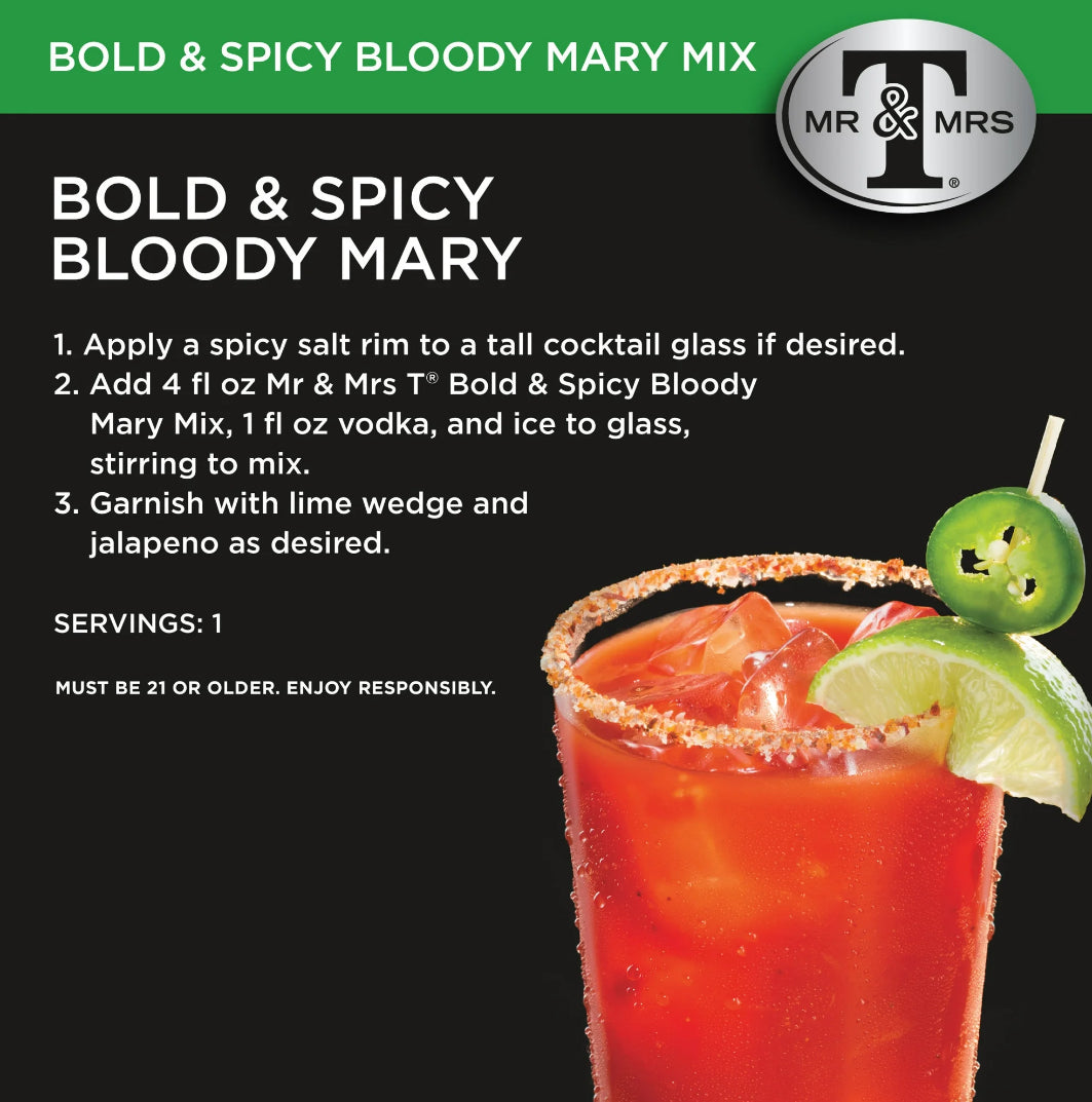Mr & Mrs T Cane Sugar Bold & Spicy Bloody Mary Mix, 1 L, (Pack of 3)