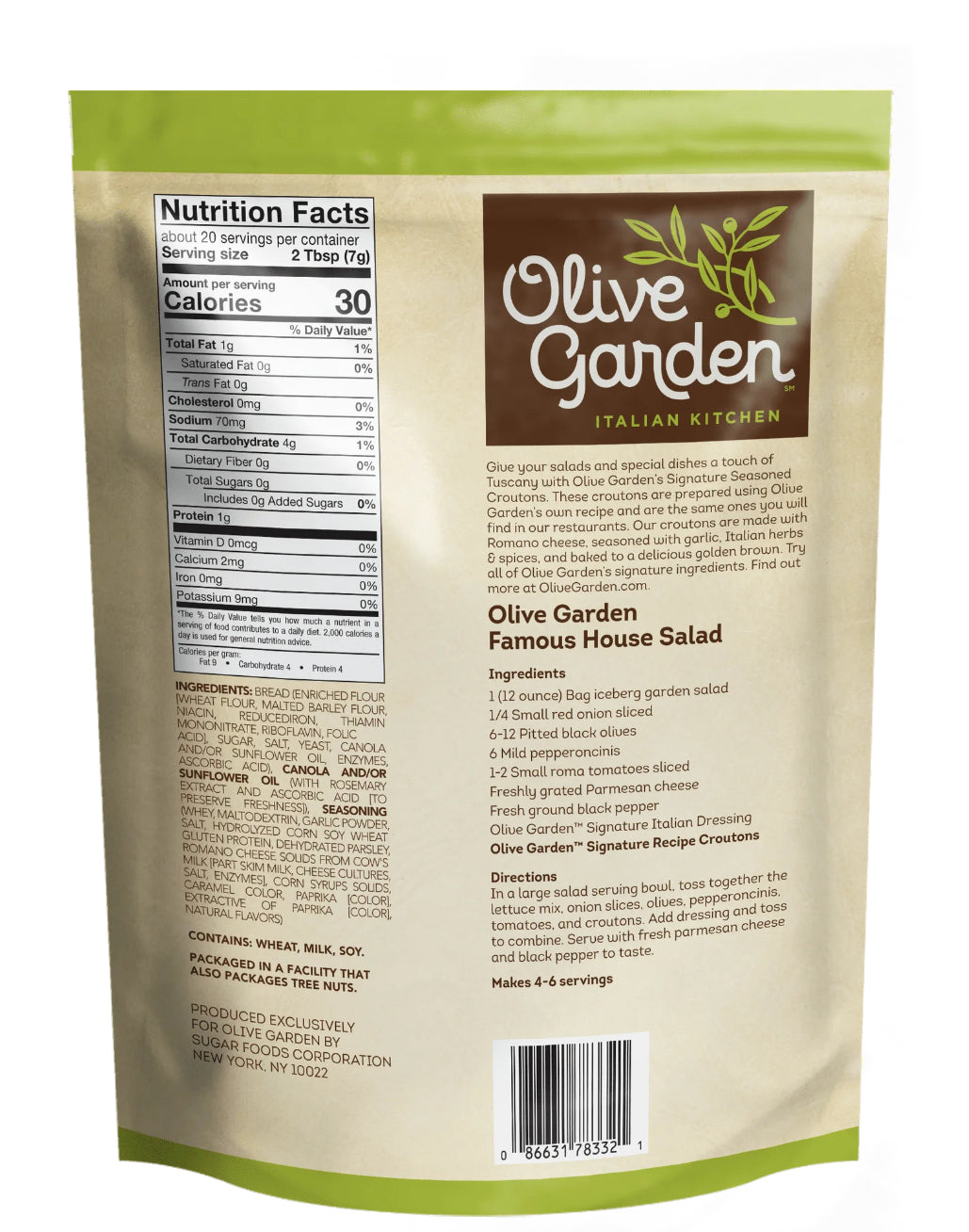 Olive Garden Garlic Romano Regular Seasoned Croutons, 5 oz Resealable Bag