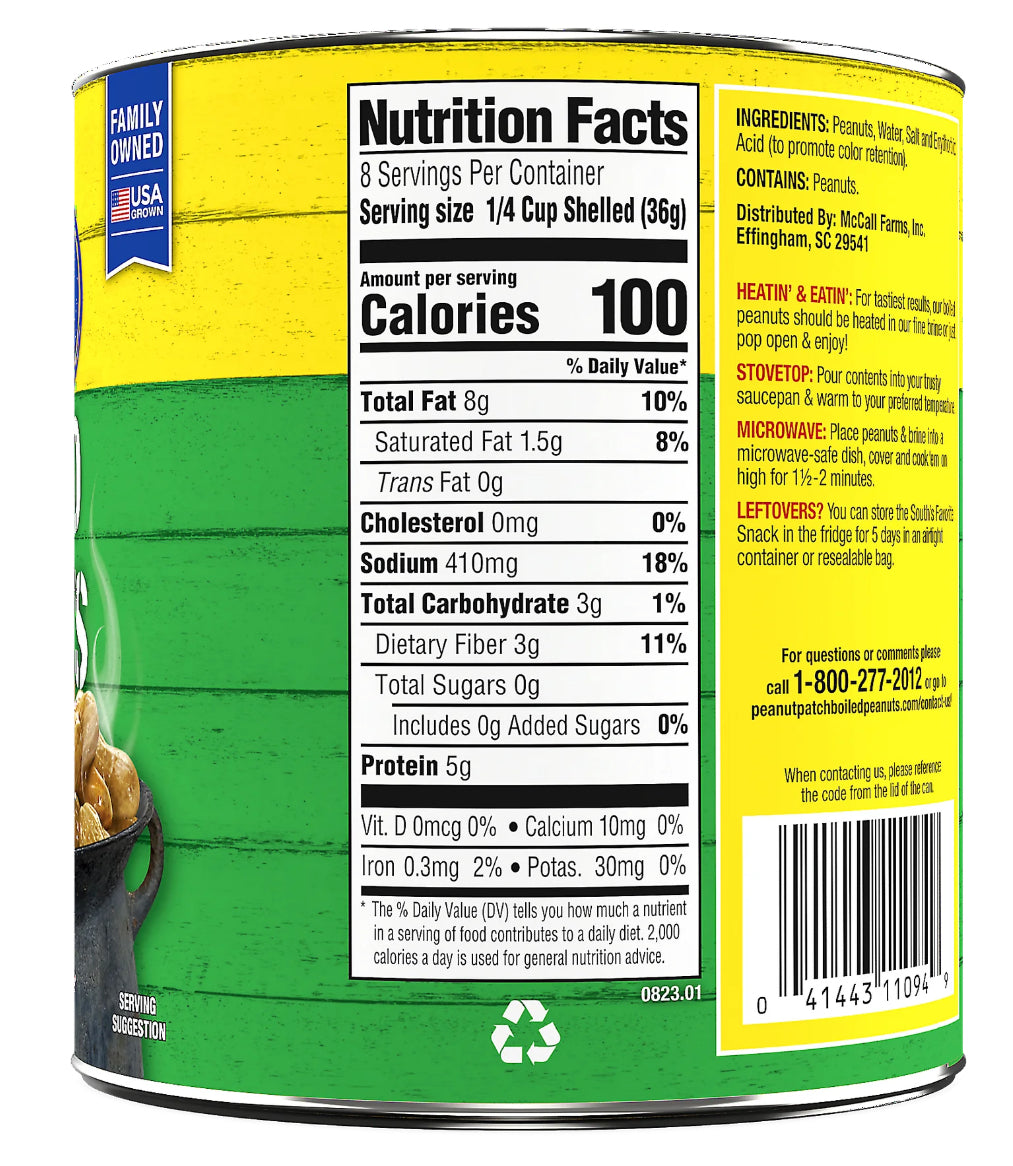 Peanut Patch Original Canned Boiled Peanuts 25oz can (Pack of 2)