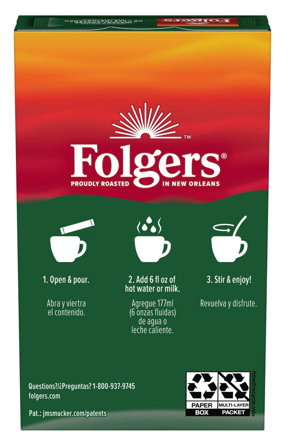 Folgers Classic Decaf Instant Coffee Crystals Packets, 6 Count (Pack of 4)