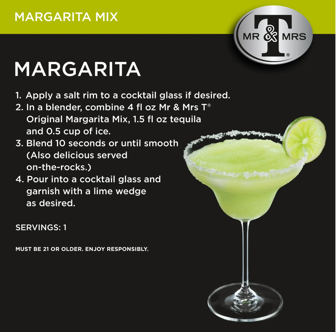 Mr & Mrs T Cane Sugar Margarita Mix, 1.75 L (Pack of 3)