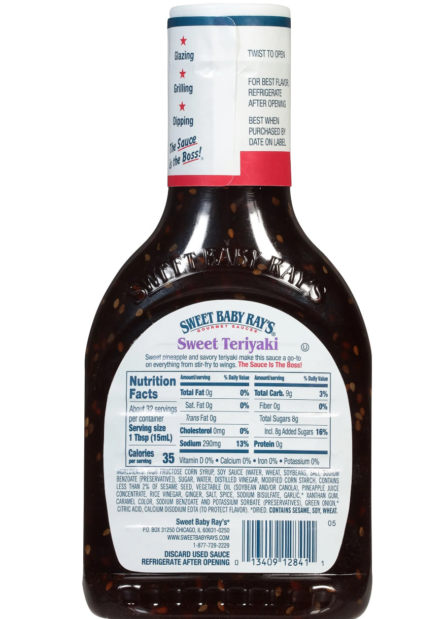Sweet Baby Ray's Sweet Teriyaki Sauce & Marinade 16 fl oz (Pack of 4)