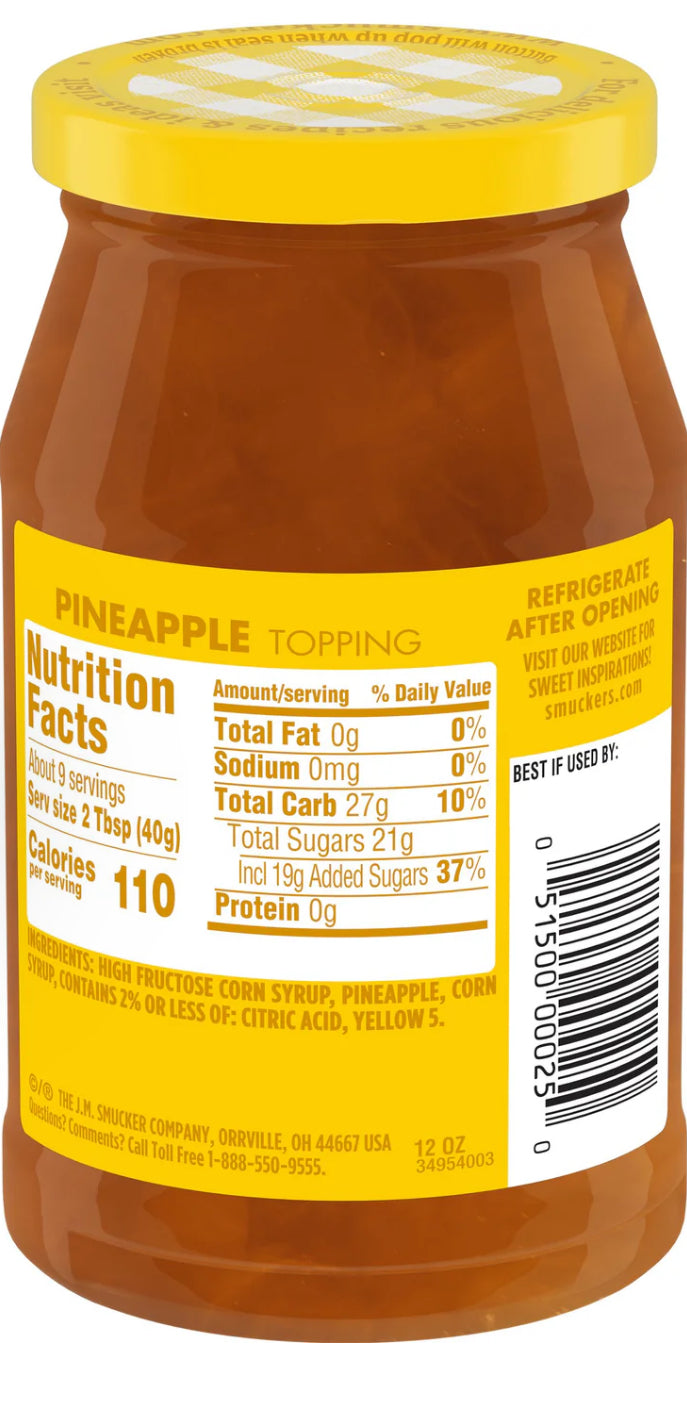Smuckers Pineapple Toppings 12Oz (Pack of 2)