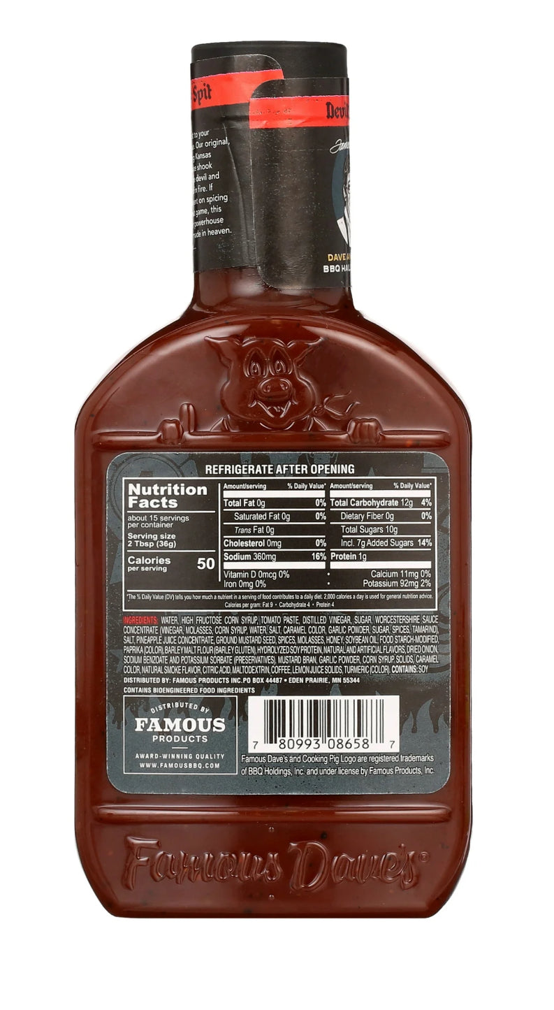 Famous Dave's Devil's Spit BBQ Sauce 19oz (Pack of 3)