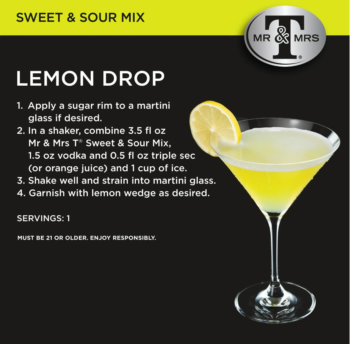 Mr & Mrs T Sweet & Sour Mix, 1 L (Pack of 3)