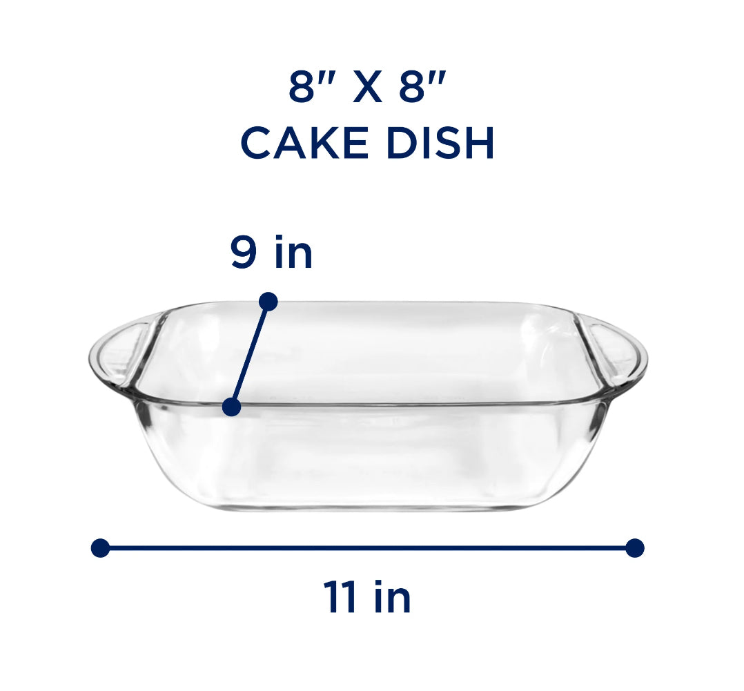 Anchor Hocking 8" x 8" Glass Cake Pan, 2qt/L