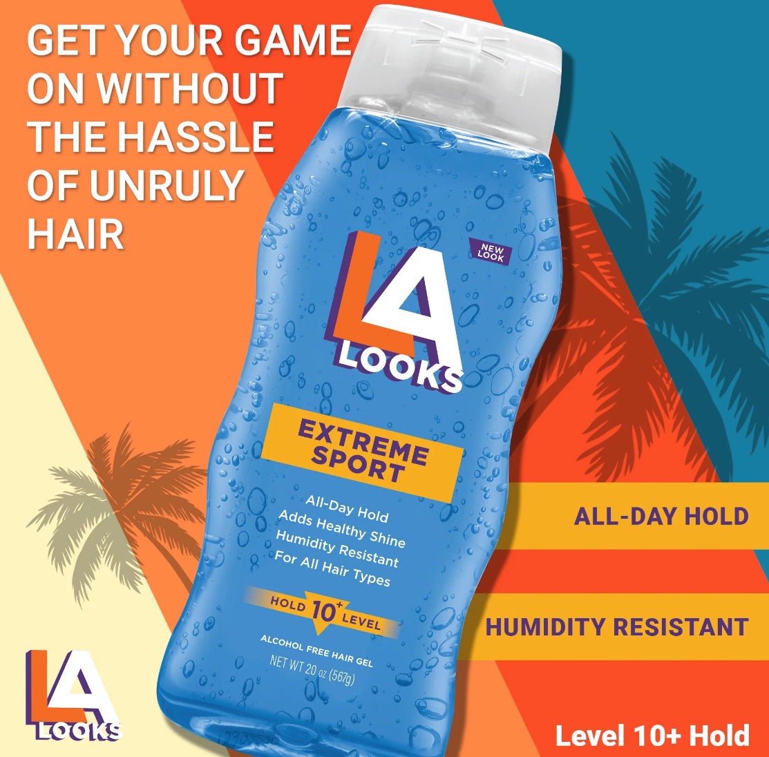 L.A. LOOKS Extreme Sport Tri-Active Hold Gel, for All Hair Types, 20 oz