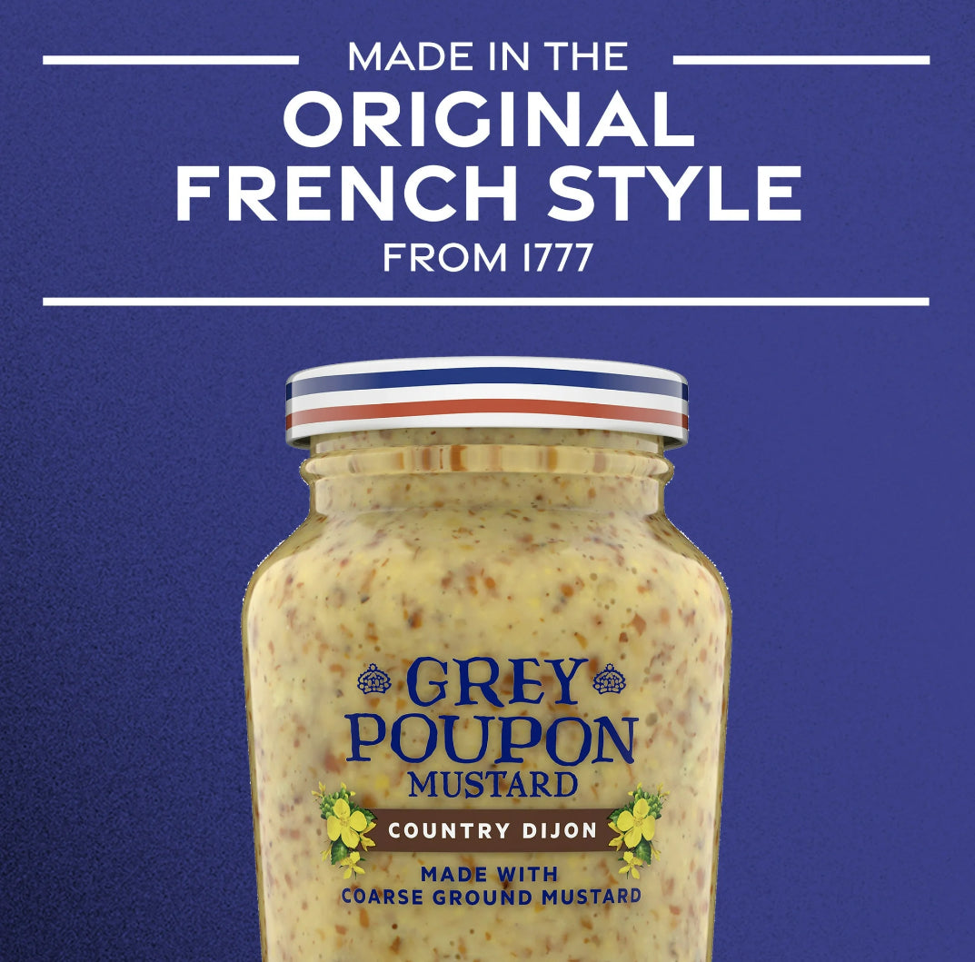 Grey Poupon Country Dijon Coarse Ground Mustard, 8 oz. Jar (Pack of 2)