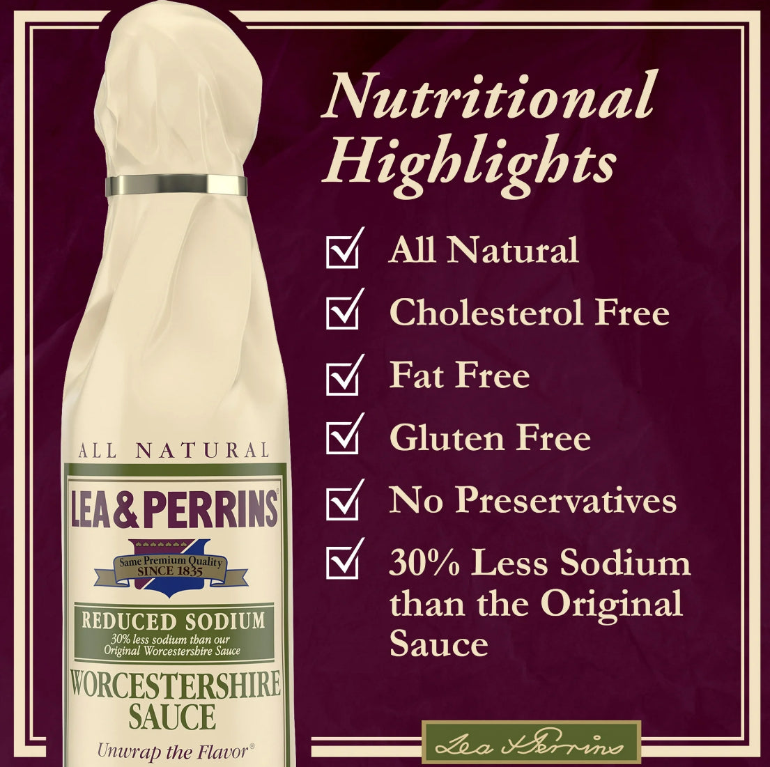 Lea & Perrins Reduced Sodium Worcestershire Sauce, 10 fl. oz. (Pack of 2)