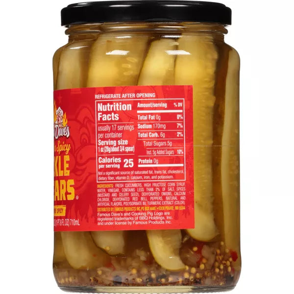 Famous Daves Signature Spicy Pickle Spears, 24 oz (Pack of 2)