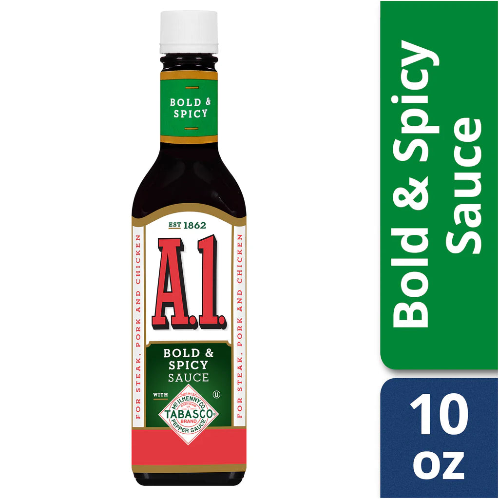 A1 Bold & Spicy Sauce with Tabasco, 10oz (Pack of 2)