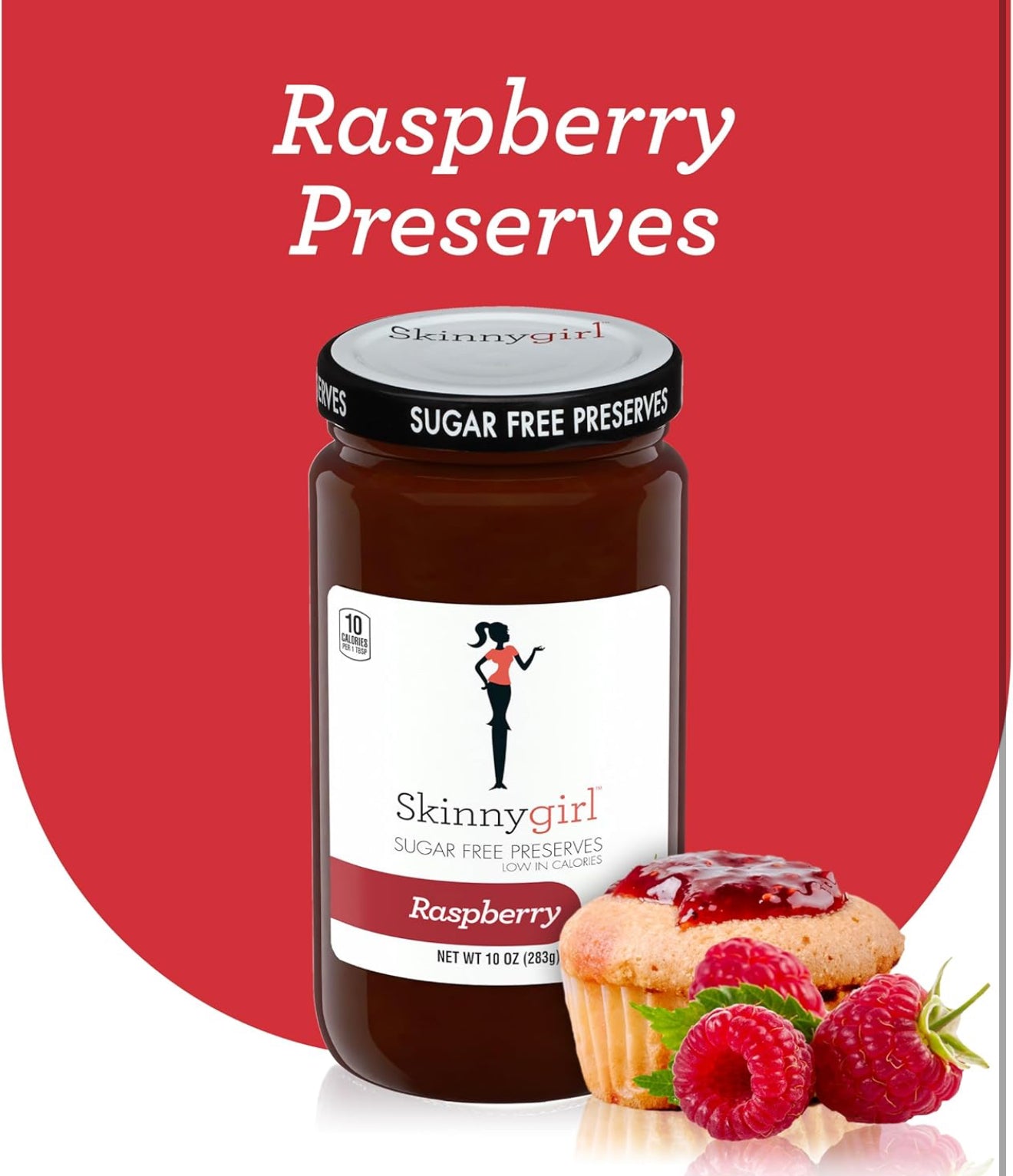 Skinnygirl Sugar Free Raspberry Preserves, 10 oz (Pack of 2)