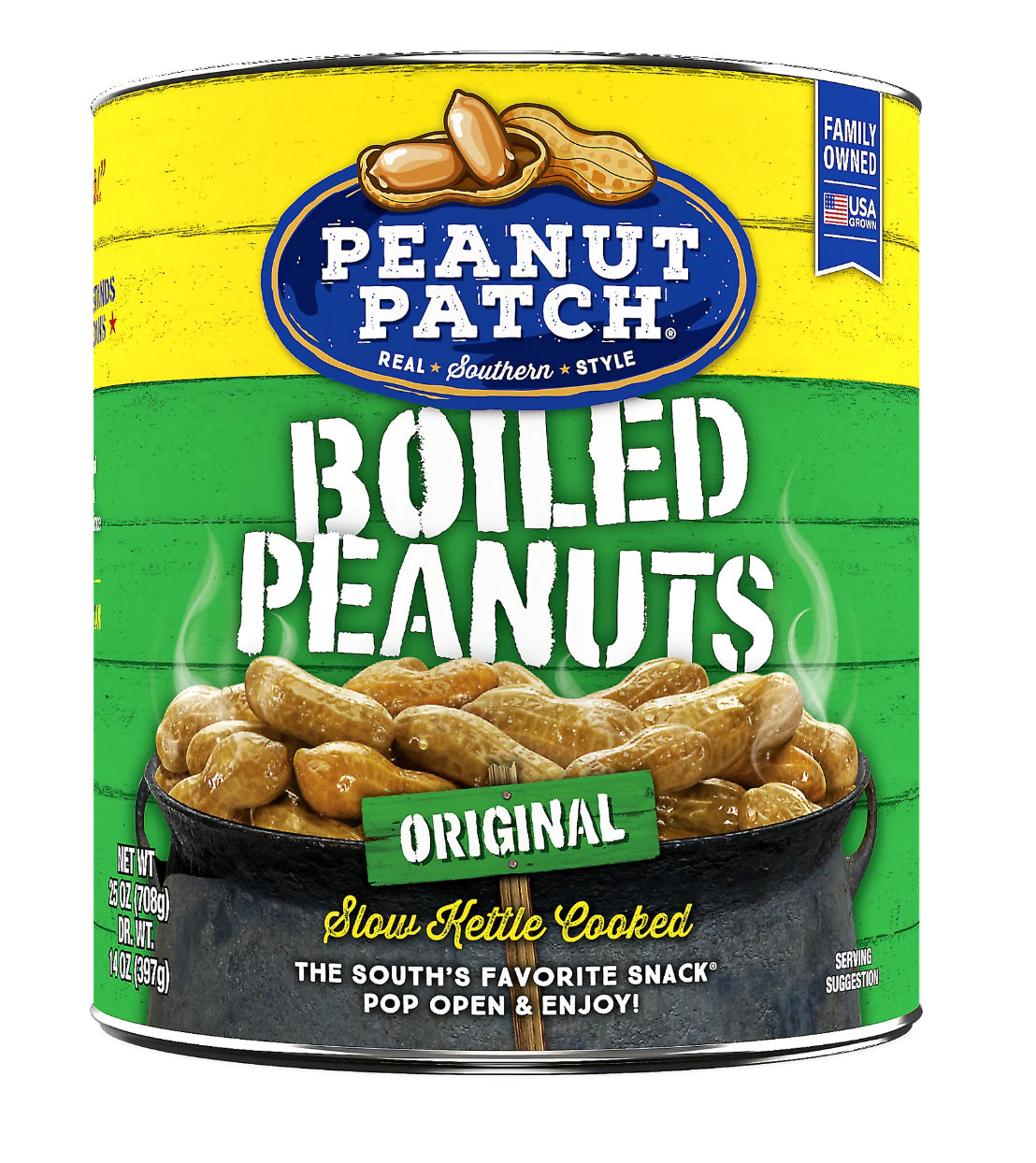 Peanut Patch Boiled Peanuts Duo – Hot & Spicy (25 oz) + Original (25 oz) Can