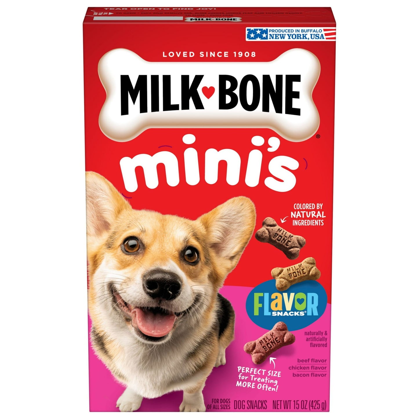 Milk Bone Flavor Snacks Mini Dog Biscuits, Flavored Crunchy Dog Treats, 15 ozMilk Bone Flavor Snacks Mini Dog Biscuits, Flavored Crunchy Dog Treats, 15 oz, Pack of 4