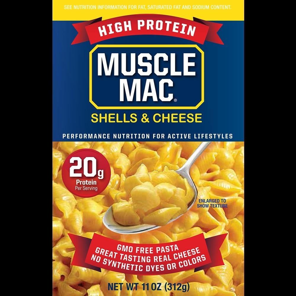 Muscle Mac® | Shells & Cheese Pasta For All Ages, 20 Grams Of Protein Per Serving, Real Cheese, Non-GMO, 11 Ounce (Pack of 4)