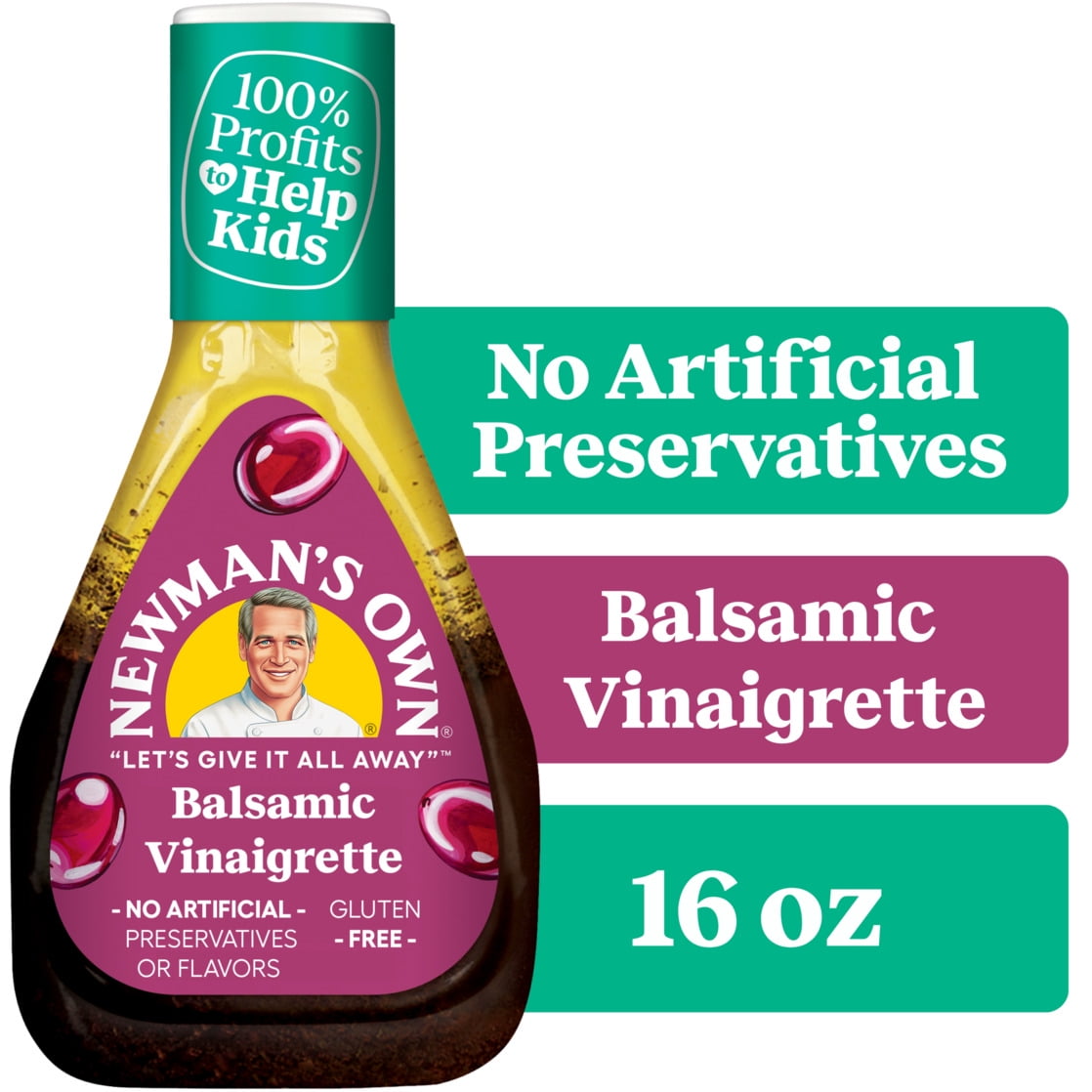 Newman's Own Salad Dressing, Light Balsamic Vinaigrette, 16oz bottle, Pack of 2