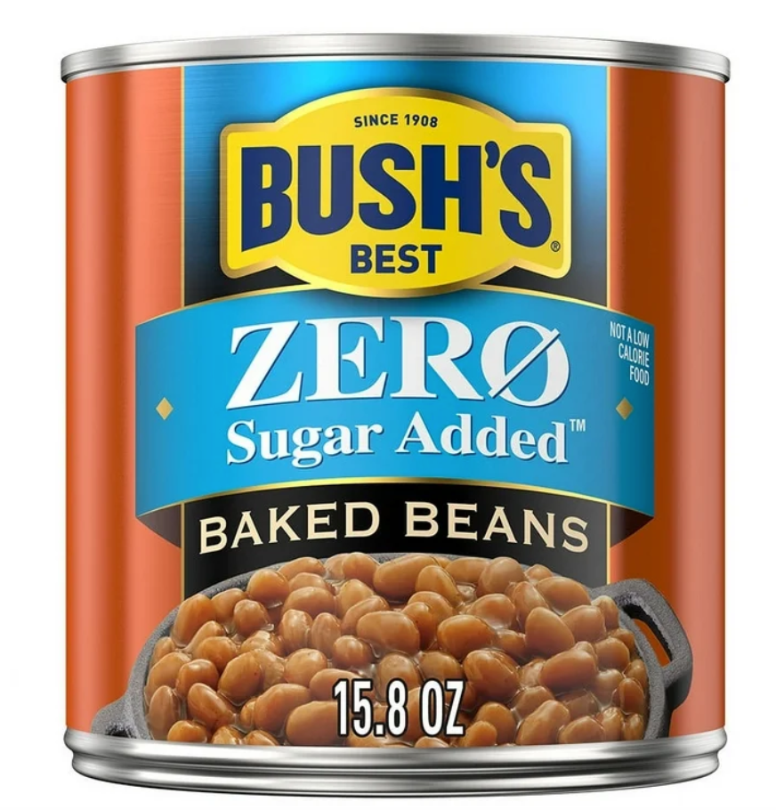 Bush's Zero Sugar Added Baked Beans, Canned Beans, 15.8 oz Can (Pack of 2)