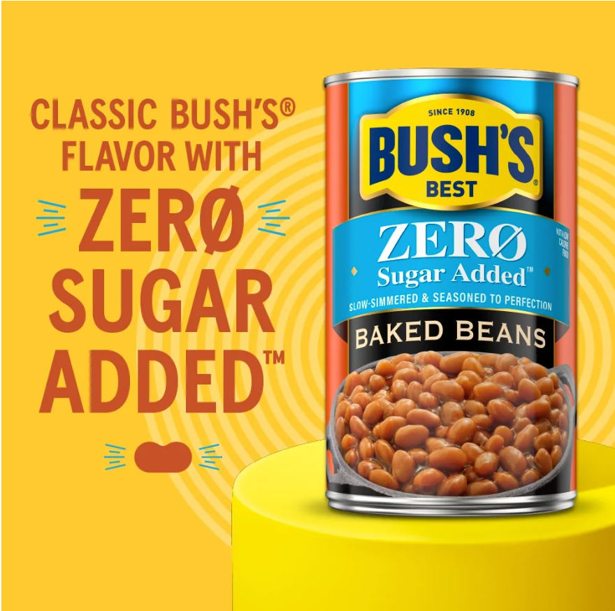 Bush's Zero Sugar Added Baked Beans, Canned Beans, 15.8 oz Can (Pack of 2)