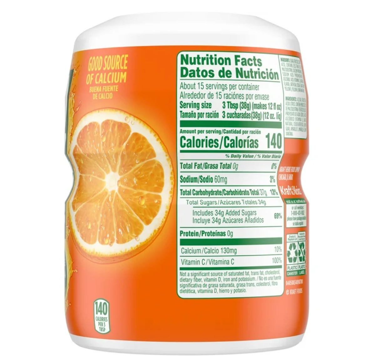 Tang Drink Powder, Orange, Vitamin C, Caffeine Free, 20 oz Jar (Pack of 2)