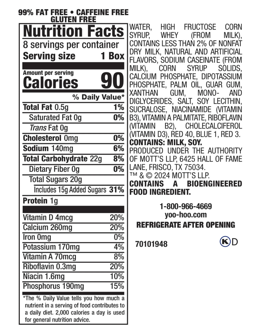 Yoo-hoo Strawberry Drink, 6.5 fl oz, 8 Pack Boxes