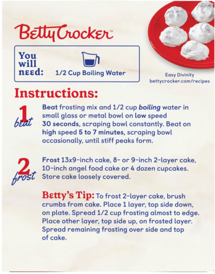 Betty Crocker HomeStyle Fluffy White Frosting Mix, 7.2 oz. (Pack of 4)