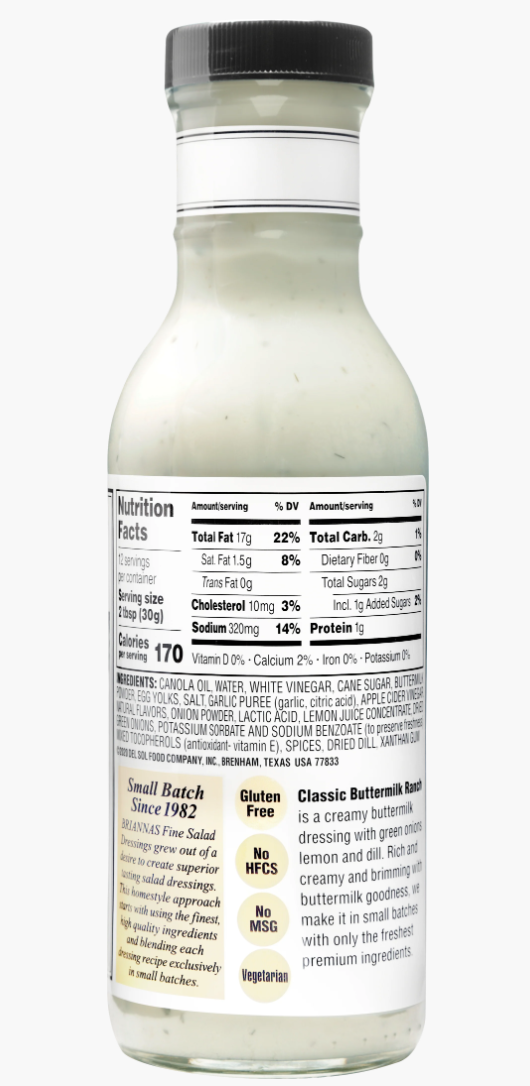 Briannas Home Style Classic Buttermilk Ranch Dressing, 12 Fl Oz (Pack of 4)