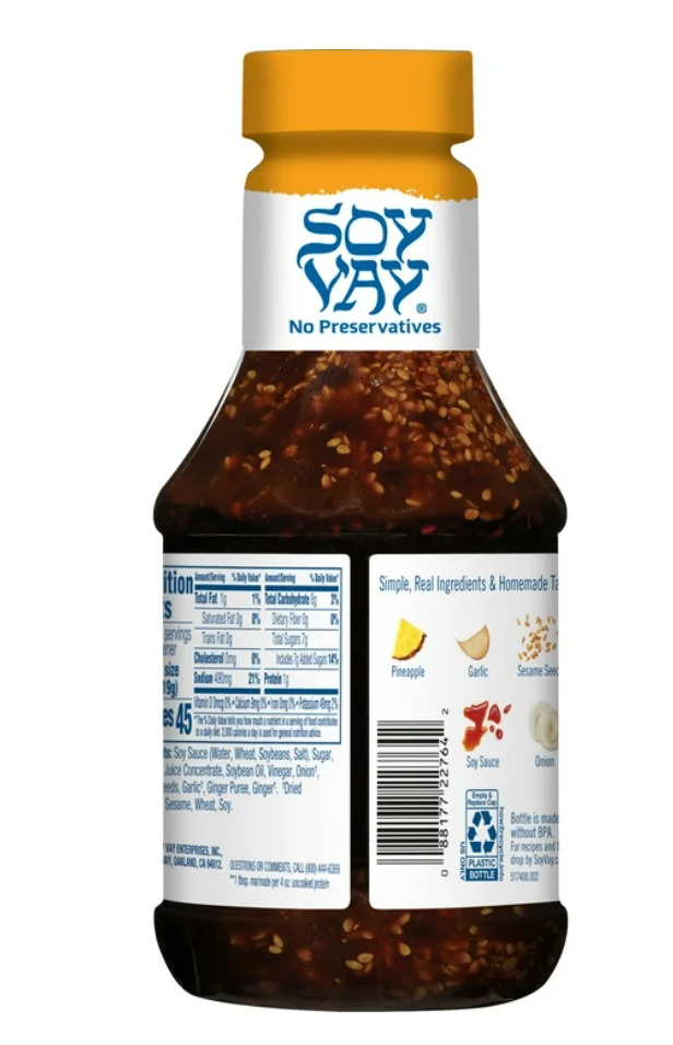Soy Vay Island Teriyaki Marinade & Sauce, 20 Ounce Bottle (Pack of 4)