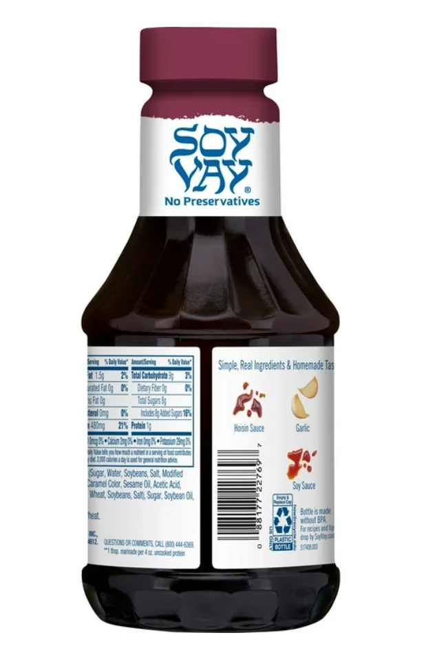 Soy Vay Hoisin Garlic Teriyaki Marinade and Sauce, 22 fl oz (Pack of 4)