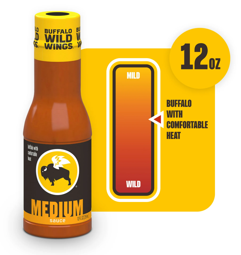Buffalo Wild Wings Medium Buffalo Sauce, 12 fl. oz. (Pack of 4)