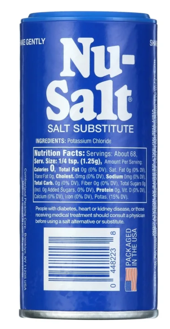 Nu-Salt Salt Substitute, 3 Oz