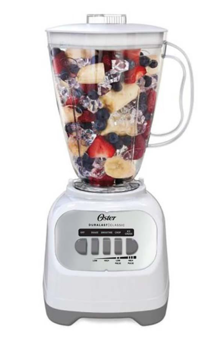 Oster Classic Series 5-Speed Blender with Plastic Jar - White, 6 cup