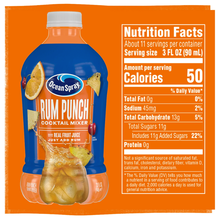 Ocean Spray® Rum Punch Cocktail Mixer, 32 fl oz Bottle
