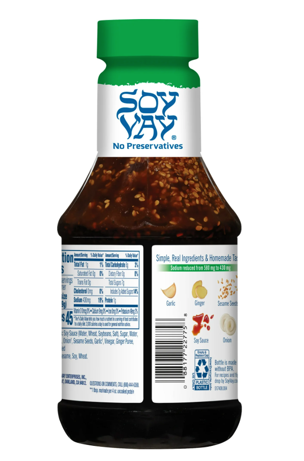Soy Vay® Veri Veri Teriyaki® Marinade and Sauce Less Sodium, 21oz (Pack of 4)