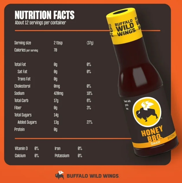 Buffalo Wild Wings Honey BBQ Sauce, 12 fl oz (Pack of 2)