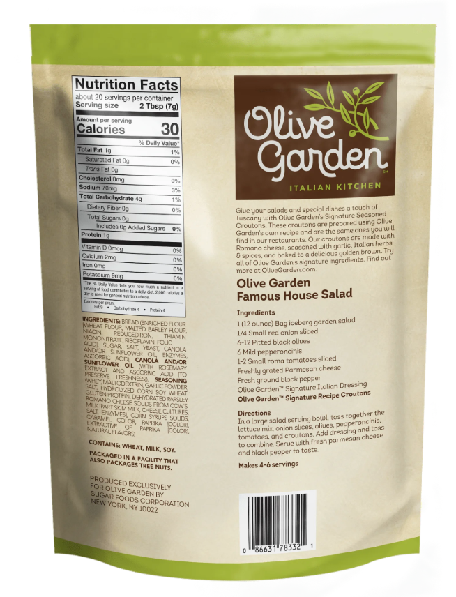 Olive Garden, Seasoned Croutons, Garlic and Romano, 5 oz Bag (Pack of 4)