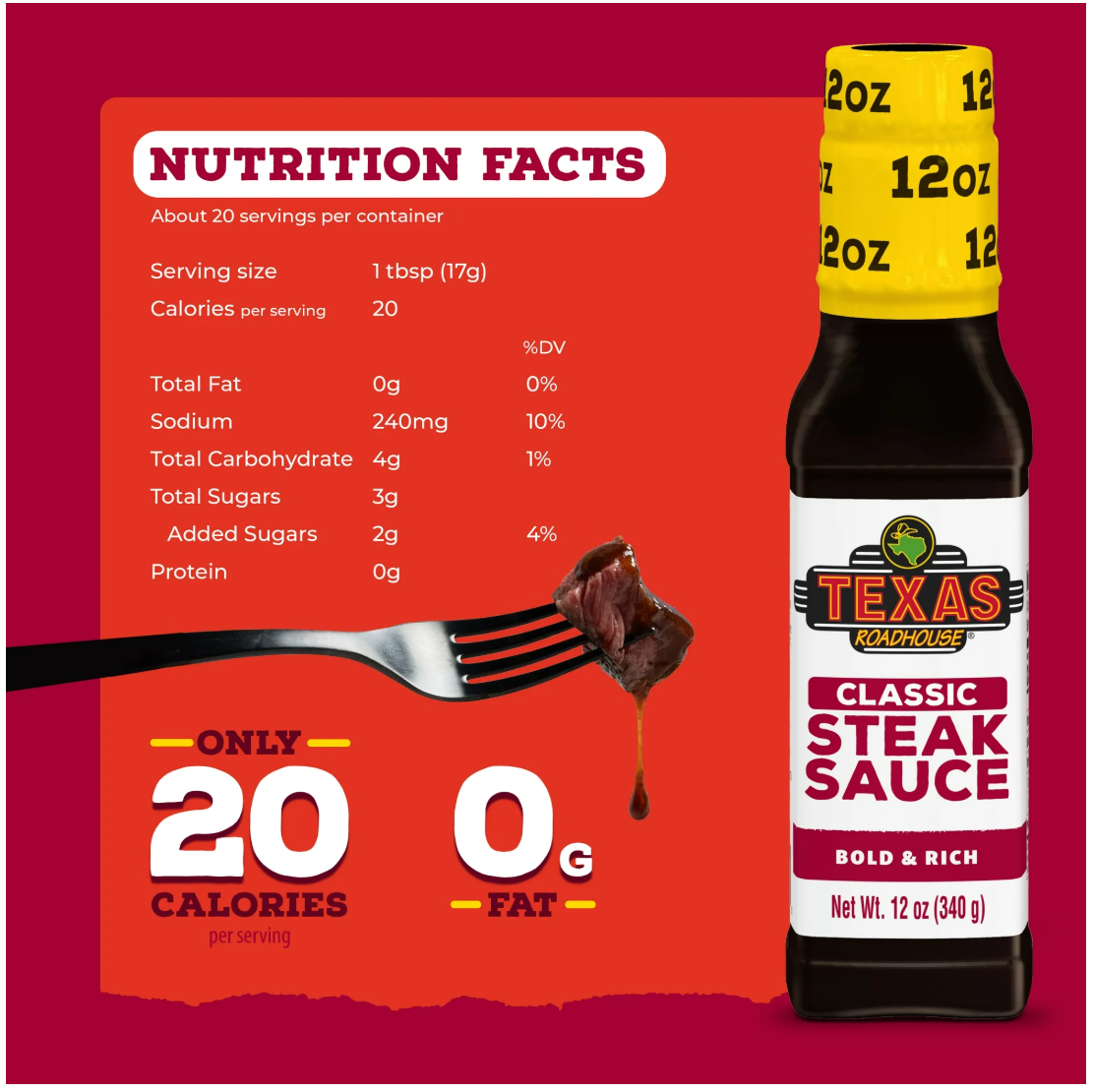 Texas Roadhouse Steak Sauce, Classic 12 Oz