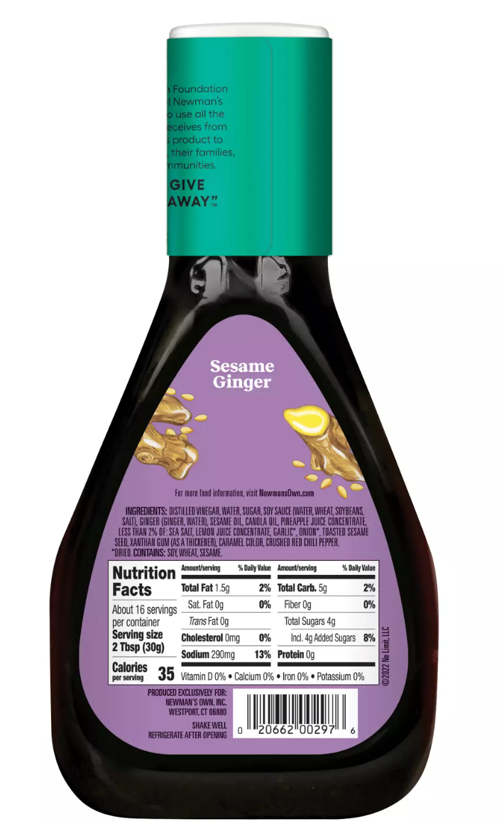 Newman's Own Sesame Ginger Dressing, 16oz