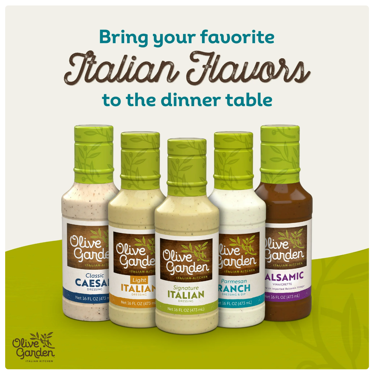 Olive Garden Dressing Variety Pack (Ranch, Italian, Caesar, Balsamic)