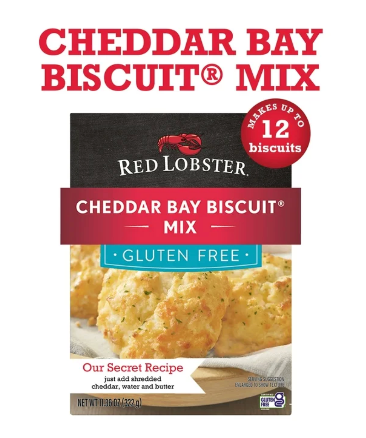 Red Lobster Gluten Free Cheddar Bay Biscuits Mix, 11.36oz (Pack of 4)