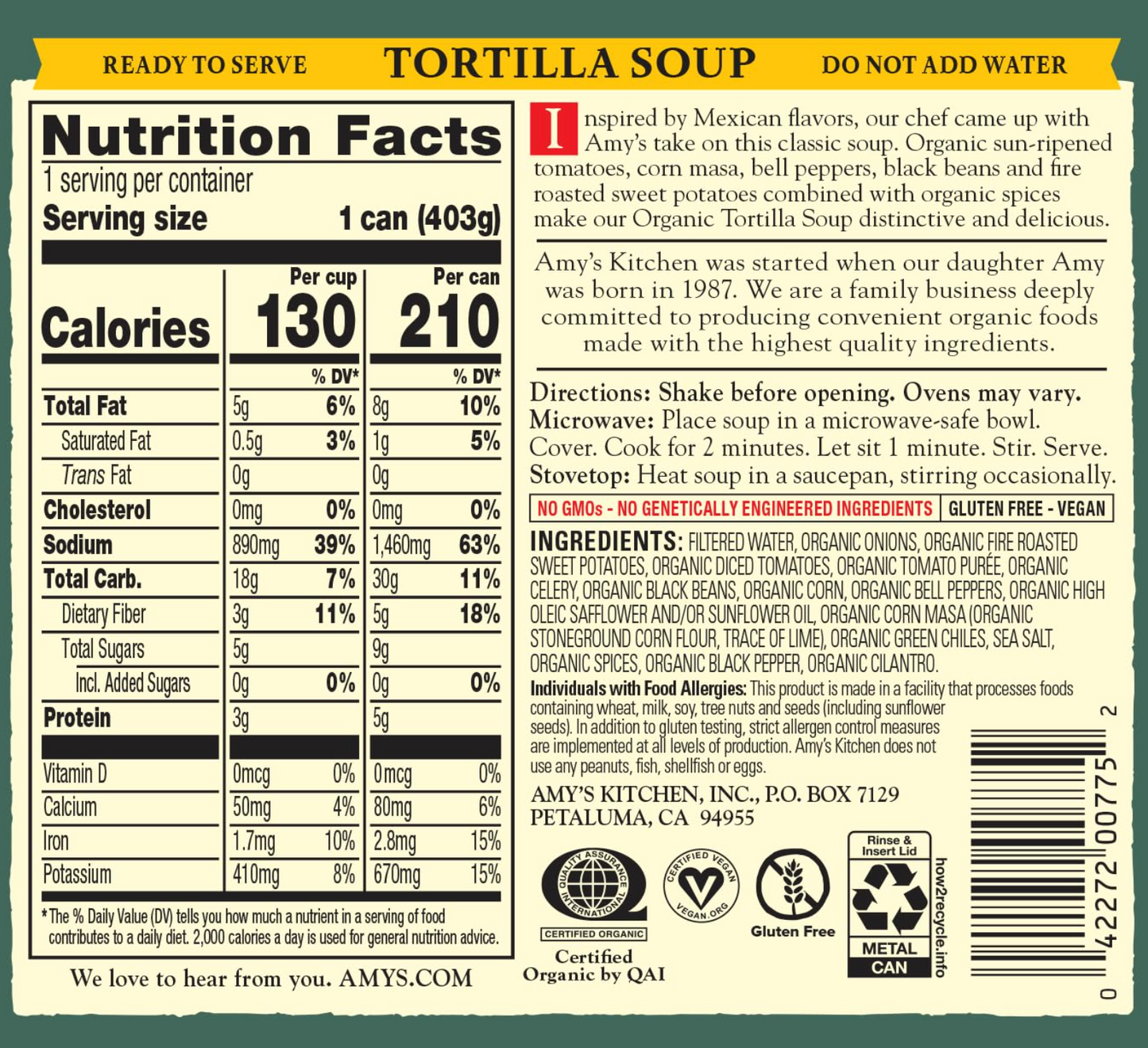 Amy's Organic Tortilla Soup - 14.2 oz (Pack of 2)