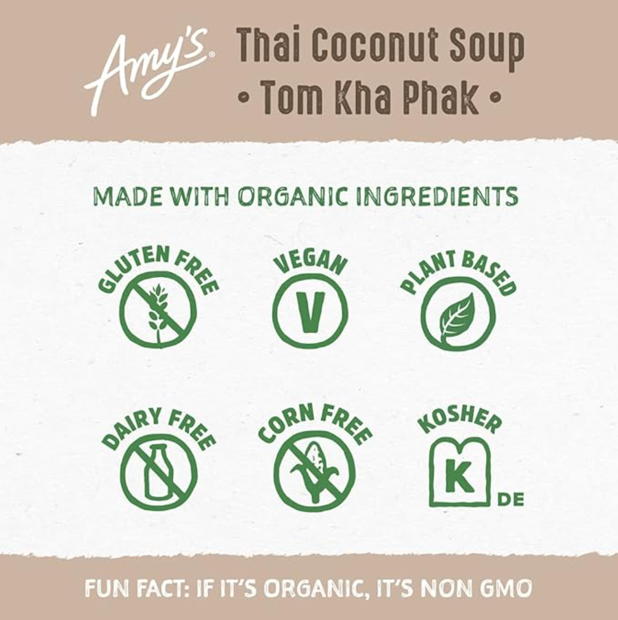 Amy's Tom Kha Phak Thai Coconut Soup - 14.1 oz, Pack of 4